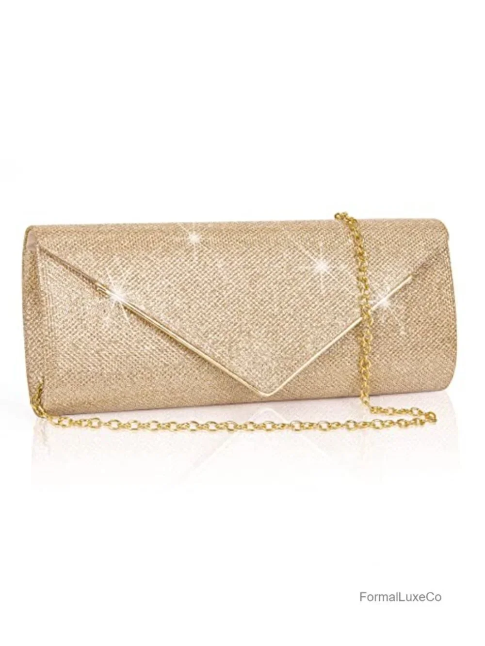 Sparkling Envelope Evening Bag with Detachable Chain Clutch Purse